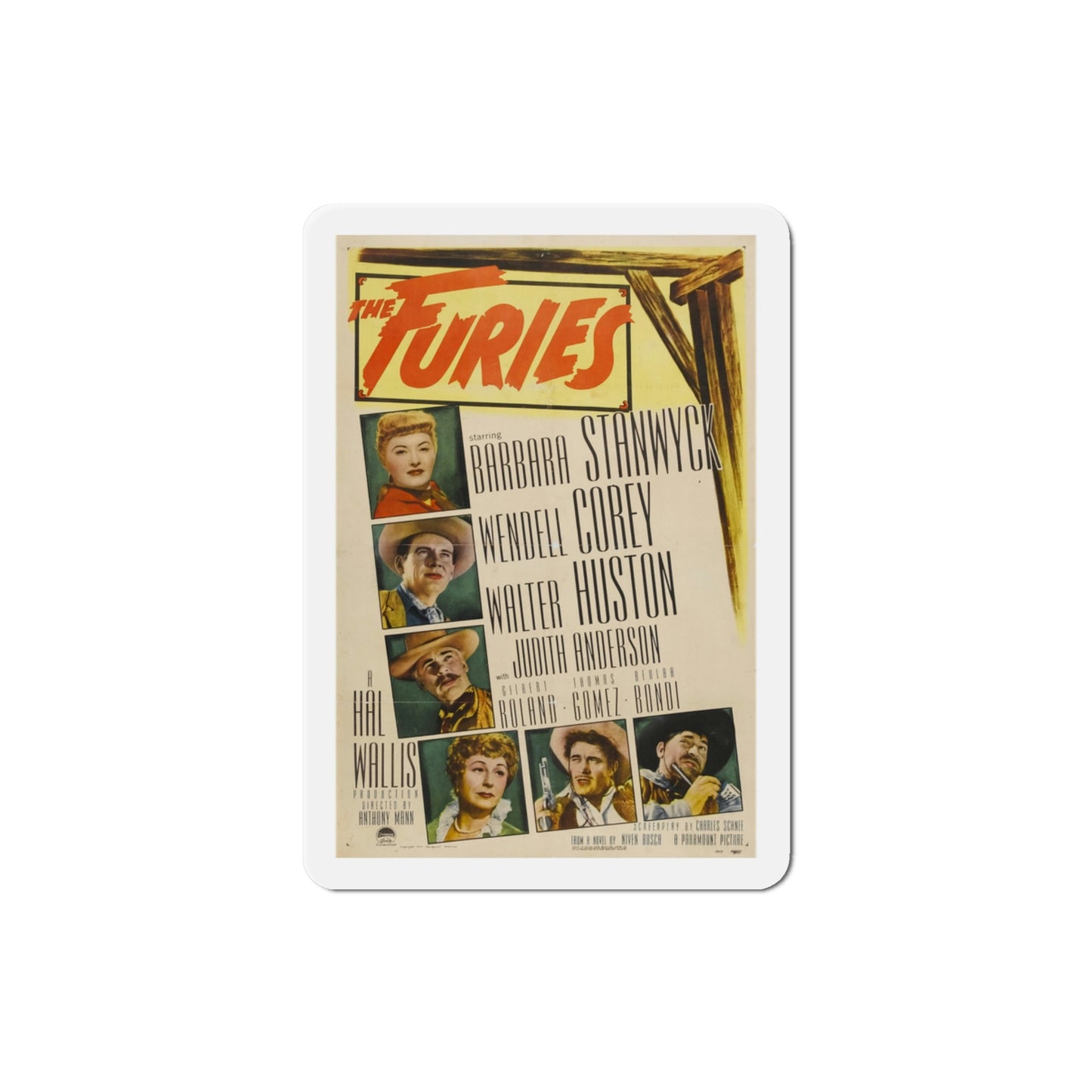 The Furies 1950 Movie Poster Die-Cut Magnet-3 Inch-The Sticker Space