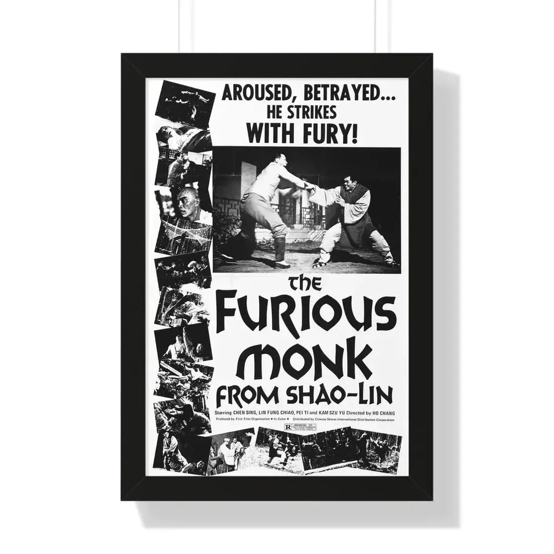 THE FURIOUS MONK FROM SHAO-LIN 1974 - Framed Movie Poster 16″ x 24″ Black - The Sticker Space