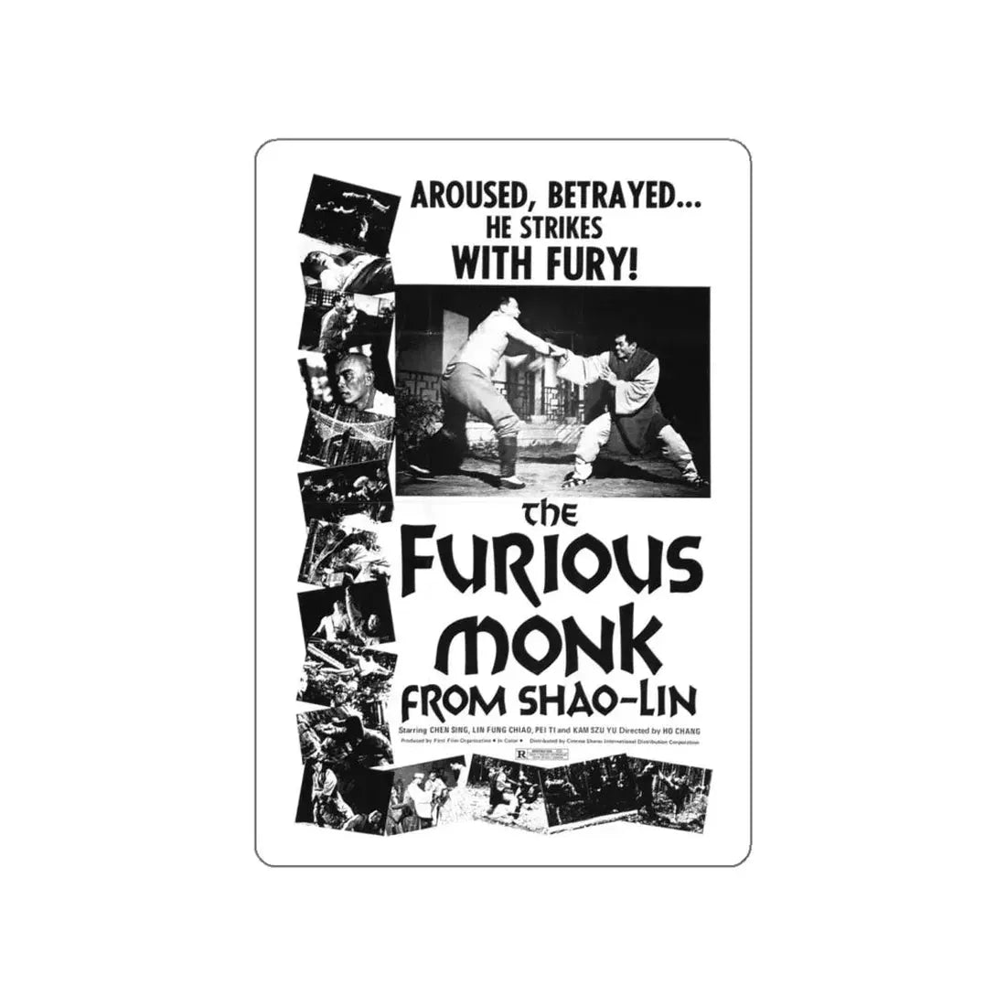 THE FURIOUS MONK FROM SHAO-LIN 1974 Movie Poster STICKER Vinyl Die-Cut Decal 6 Inch - The Sticker Space