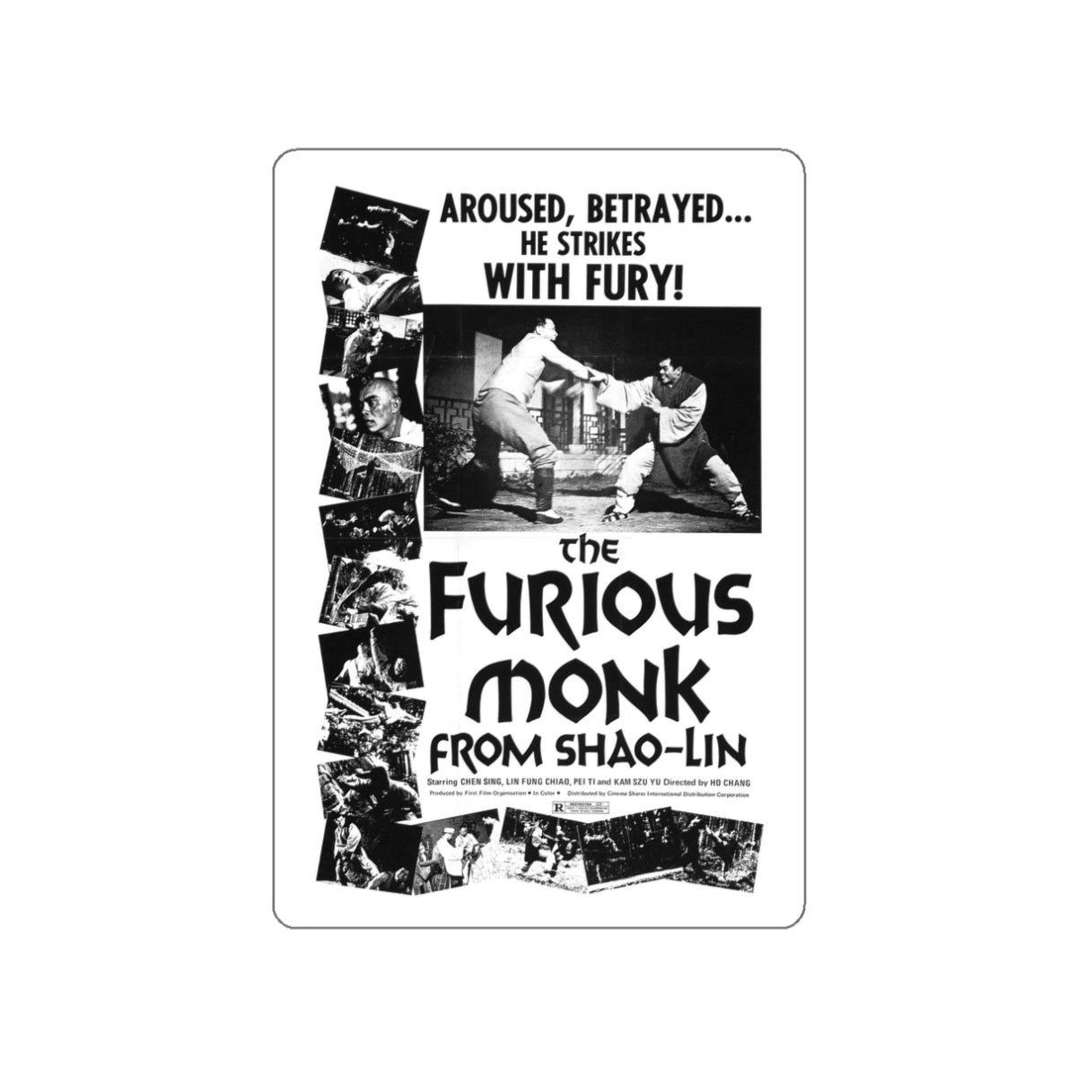 THE FURIOUS MONK FROM SHAO-LIN 1974 Movie Poster STICKER Vinyl Die-Cut Decal-White-The Sticker Space