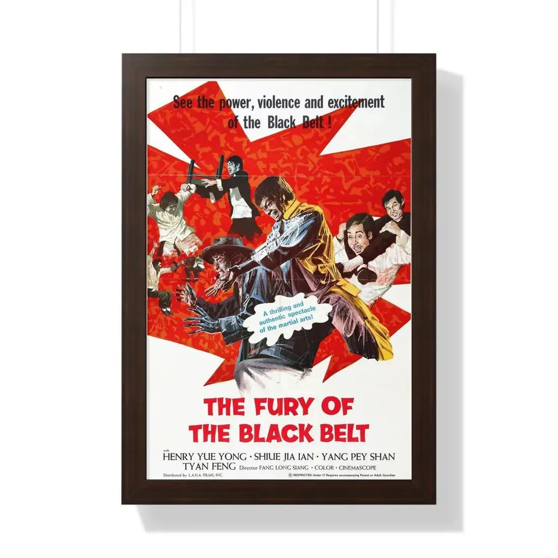 THE FURY OF THE BLACK BELT 1973 - Framed Movie Poster 16″ x 24″ Walnut - The Sticker Space