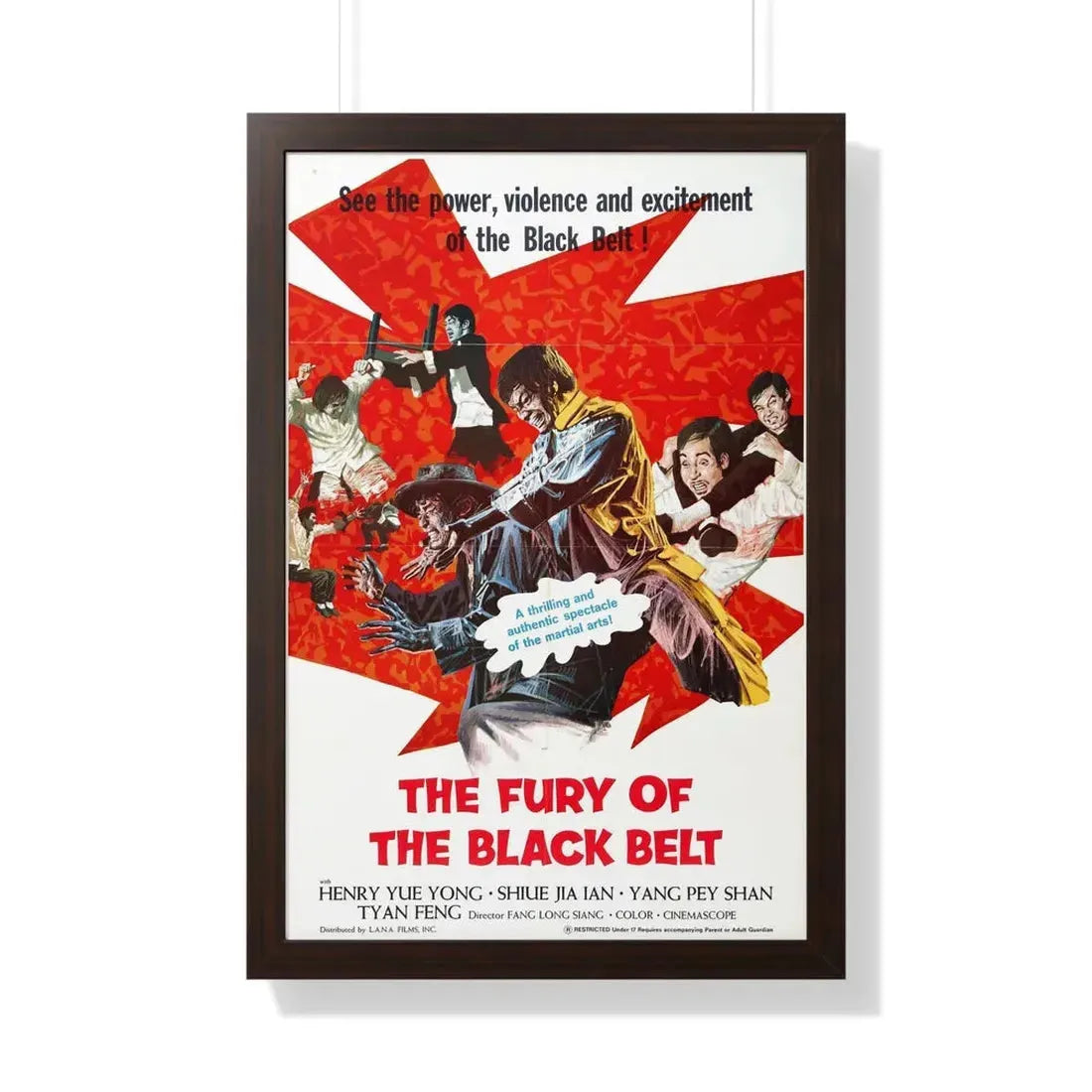 THE FURY OF THE BLACK BELT 1973 - Framed Movie Poster 20" x 30" Walnut - The Sticker Space