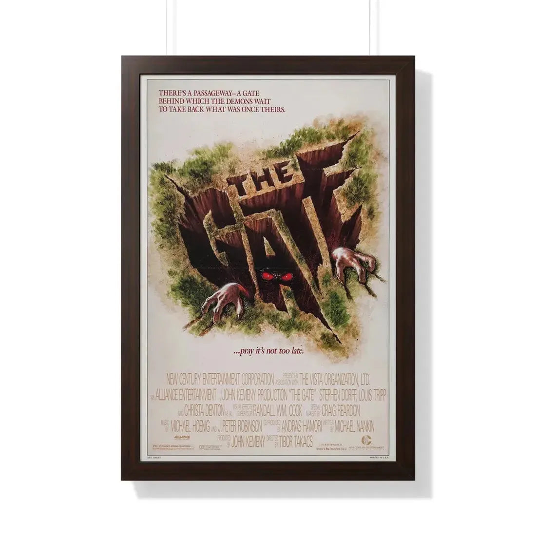 THE GATE 1987 - Framed Movie Poster 20" x 30" Walnut - The Sticker Space