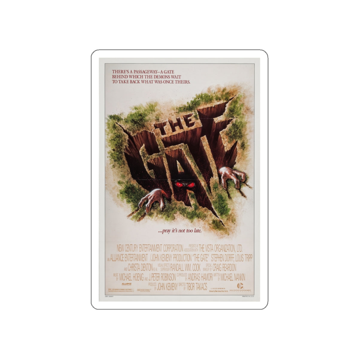 THE GATE 1987 Movie Poster STICKER Vinyl Die-Cut Decal-White-The Sticker Space