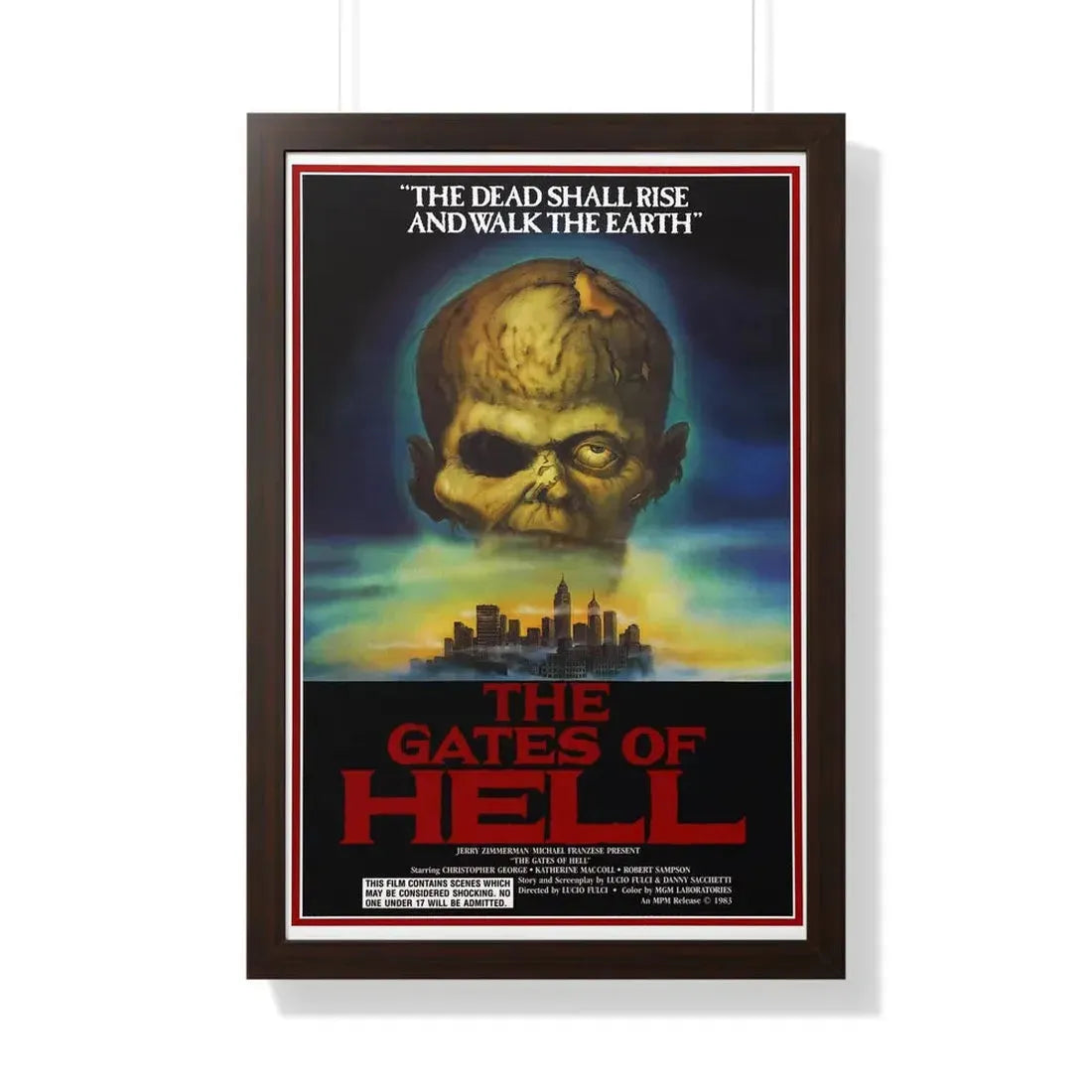 THE GATES OF HELL (CITY OF THE LIVING DEAD) 1980 - Framed Movie Poster 20" x 30" Walnut - The Sticker Space