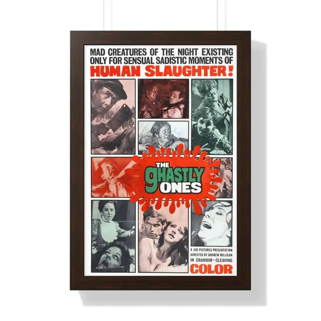 THE GHASTLY ONES 1968 - Framed Movie Poster 16″ x 24″ Walnut - The Sticker Space