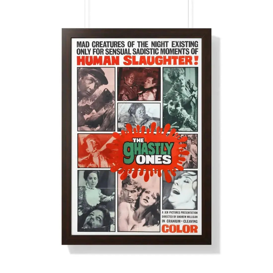 THE GHASTLY ONES 1968 - Framed Movie Poster 20" x 30" Walnut - The Sticker Space