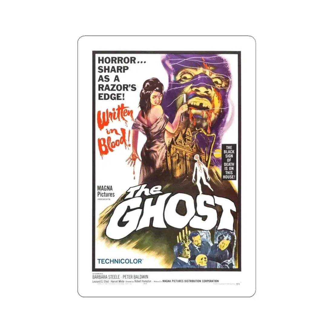 THE GHOST 1963 Movie Poster - STICKER Vinyl Kiss-Cut Decal 6 Inch White - The Sticker Space