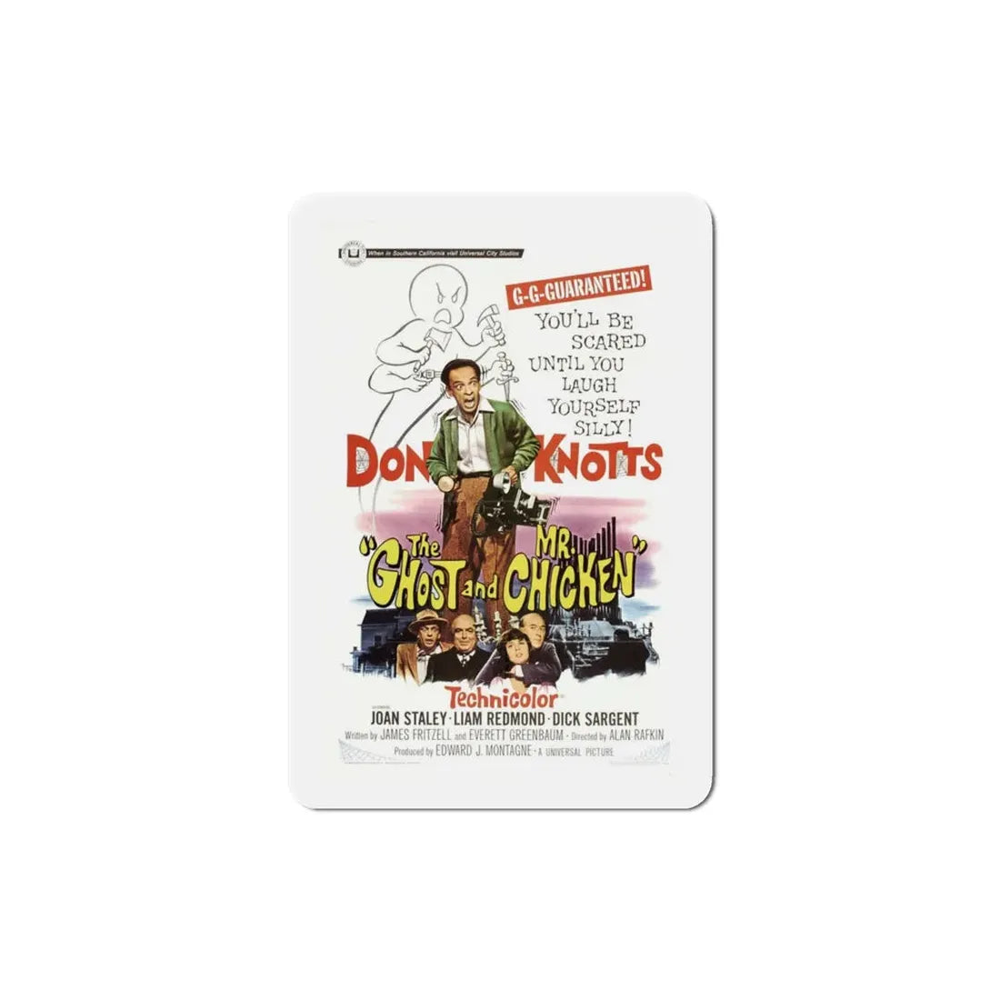 The Ghost and Mr Chicken 1966 Movie Poster Refrigerator Magnet 3 Inch - The Sticker Space