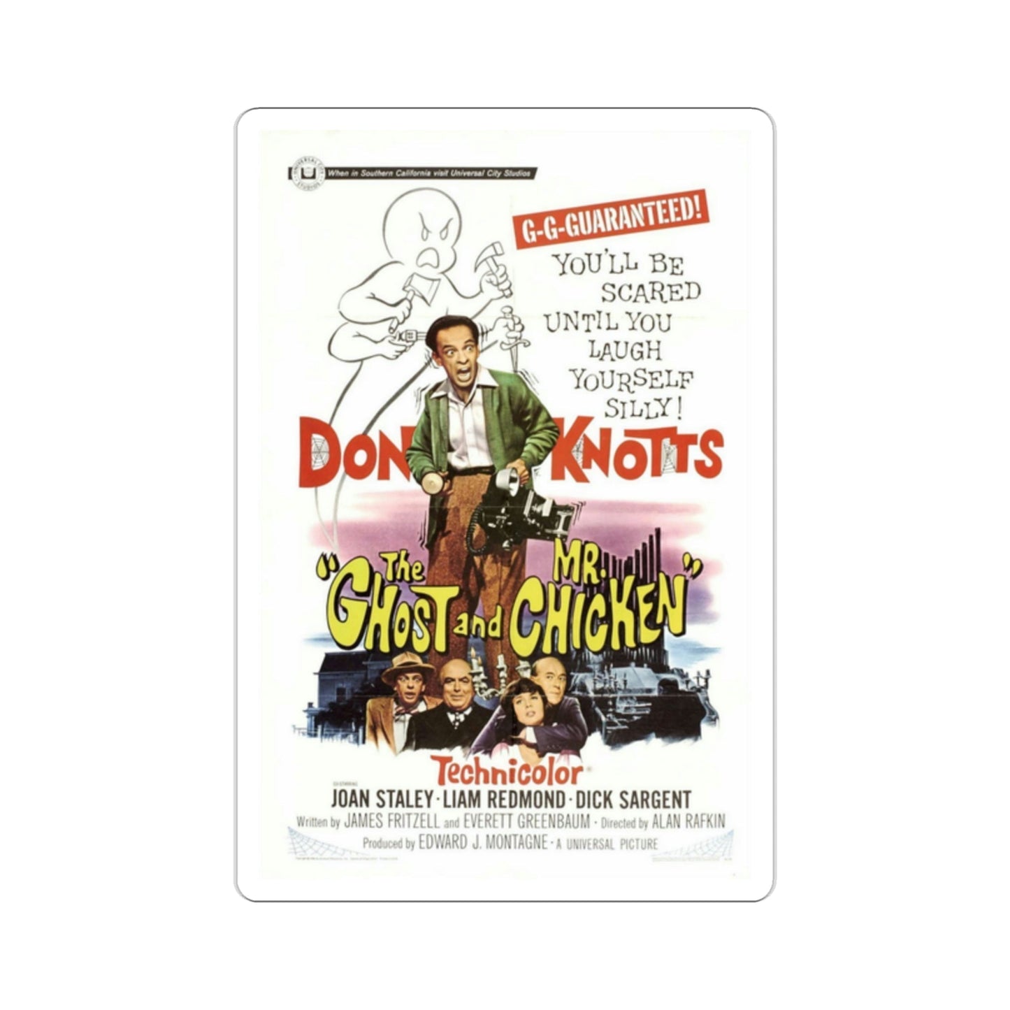 The Ghost and Mr Chicken 1966 Movie Poster STICKER Vinyl Die-Cut Decal-2 Inch-The Sticker Space