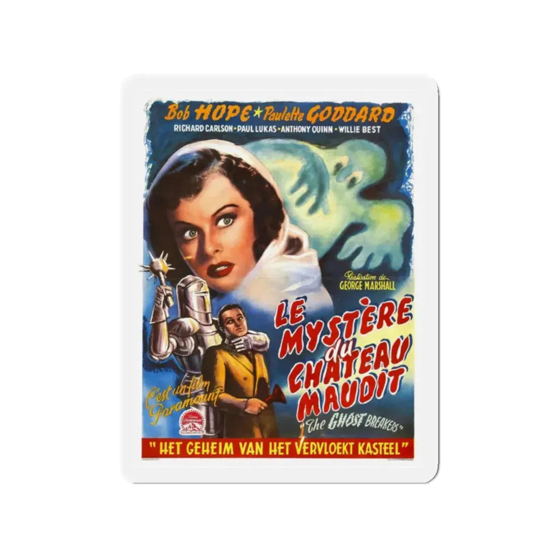 THE GHOST BREAKERS (BELGIAN) 1940 Movie Poster - Refrigerator Magnet 2 Inch Die-Cut - The Sticker Space