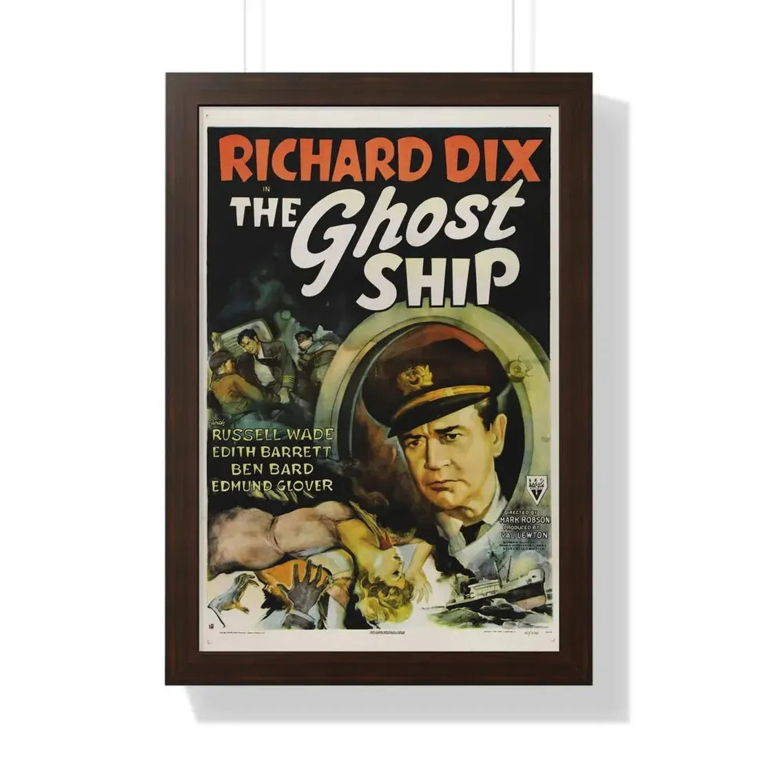 THE GHOST SHIP 1943 - Framed Movie Poster 16″ x 24″ Walnut - The Sticker Space