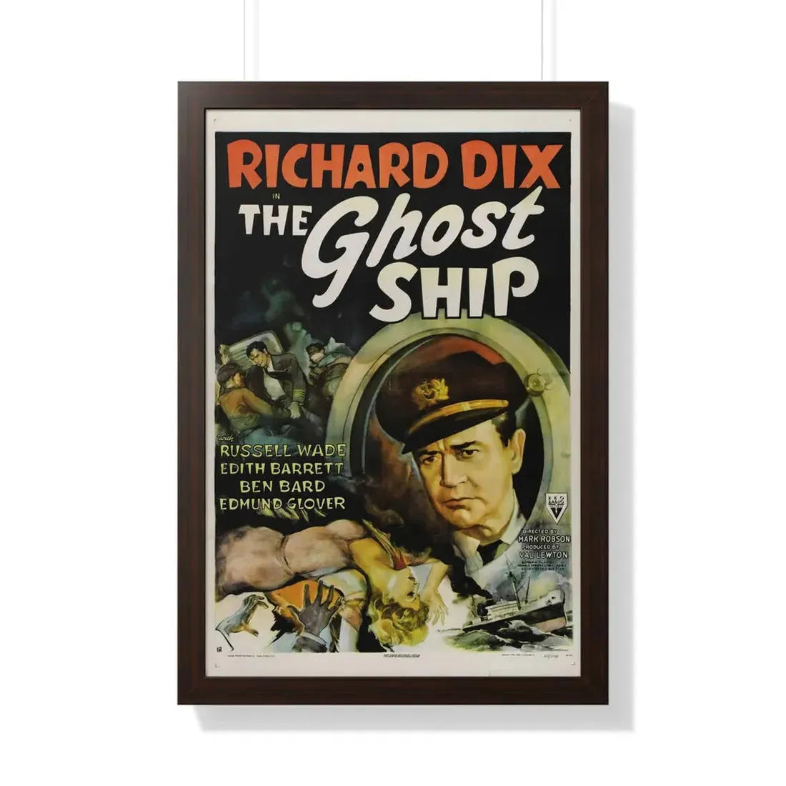 THE GHOST SHIP 1943 - Framed Movie Poster 20" x 30" Walnut - The Sticker Space