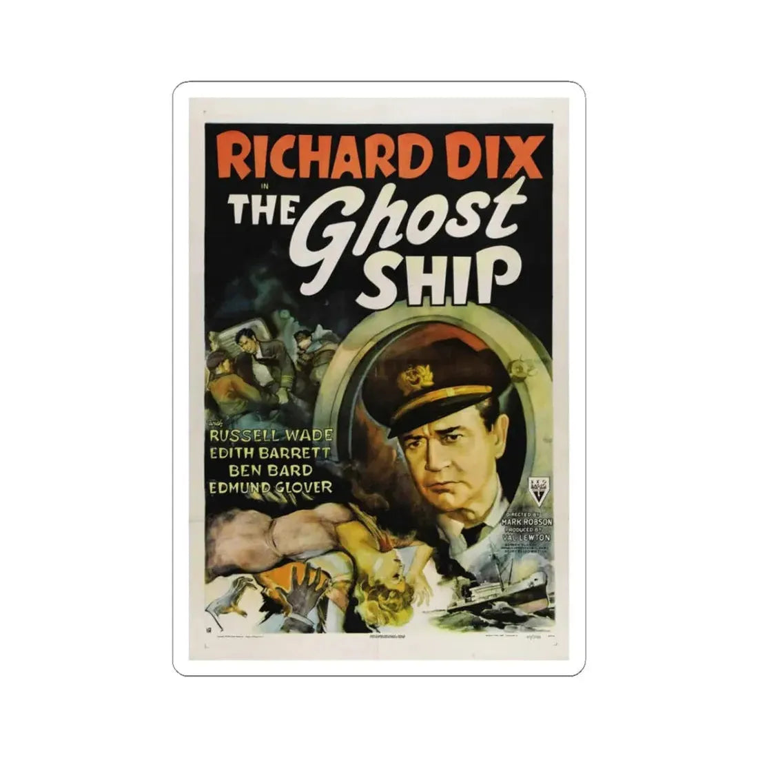 THE GHOST SHIP 1943 Movie Poster - STICKER Vinyl Kiss-Cut Decal 3 Inch White - The Sticker Space