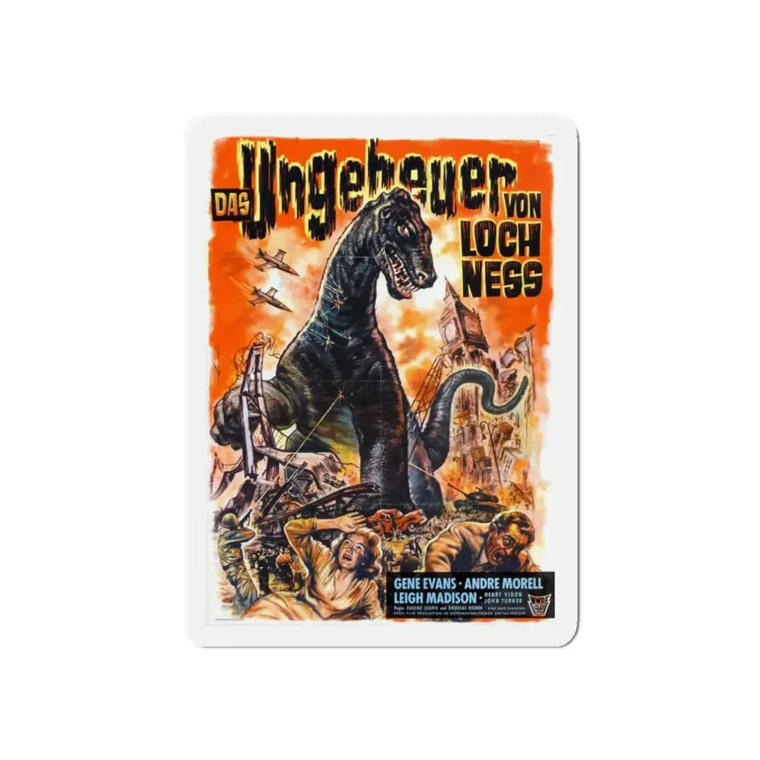 THE GIANT BEHEMOTH (GERMAN) 1959 Movie Poster - Refrigerator Magnet 3 Inch Die-Cut - The Sticker Space