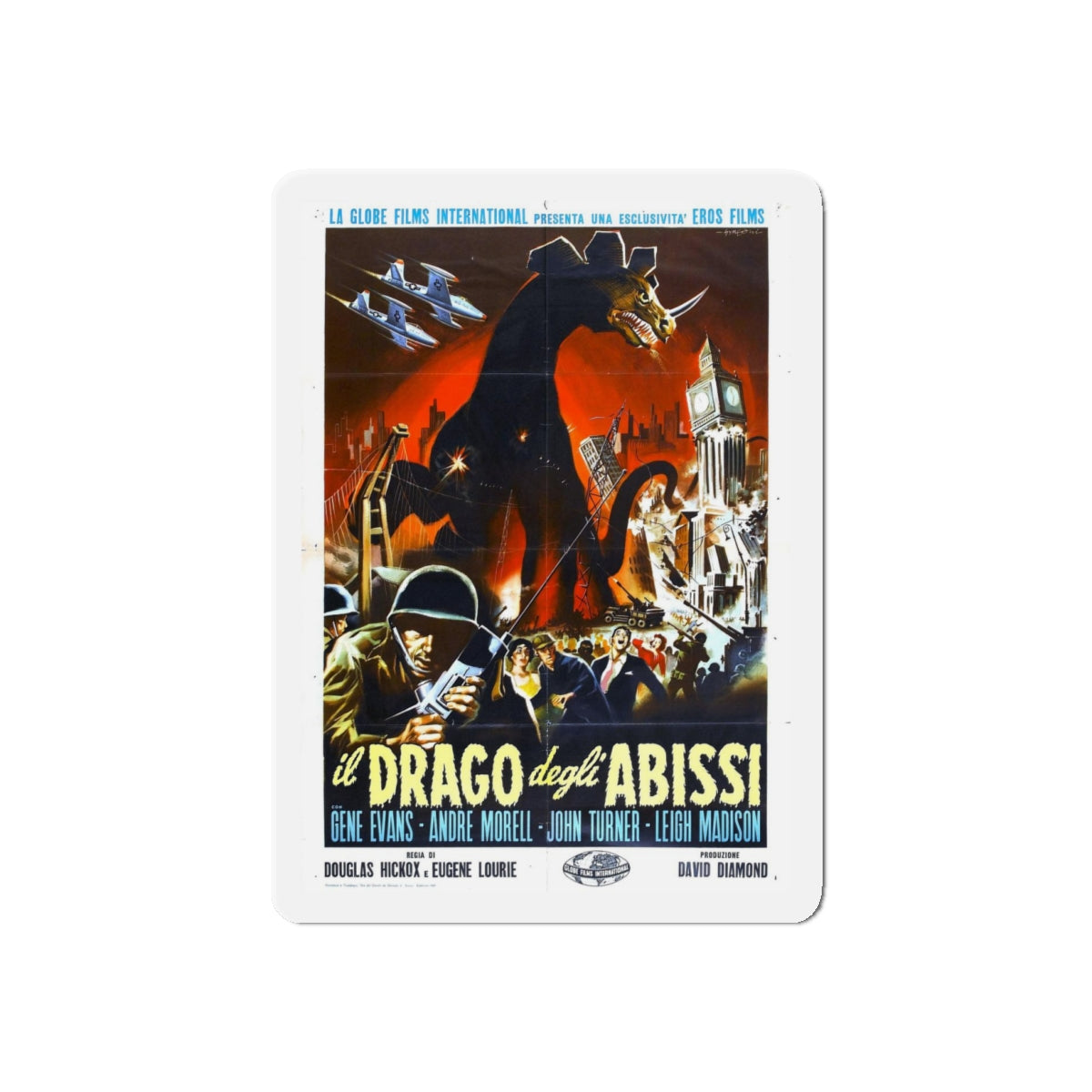 THE GIANT BEHEMOTH (ITALIAN) 1959 Movie Poster - Refrigerator Magnet-4" x 4"-The Sticker Space