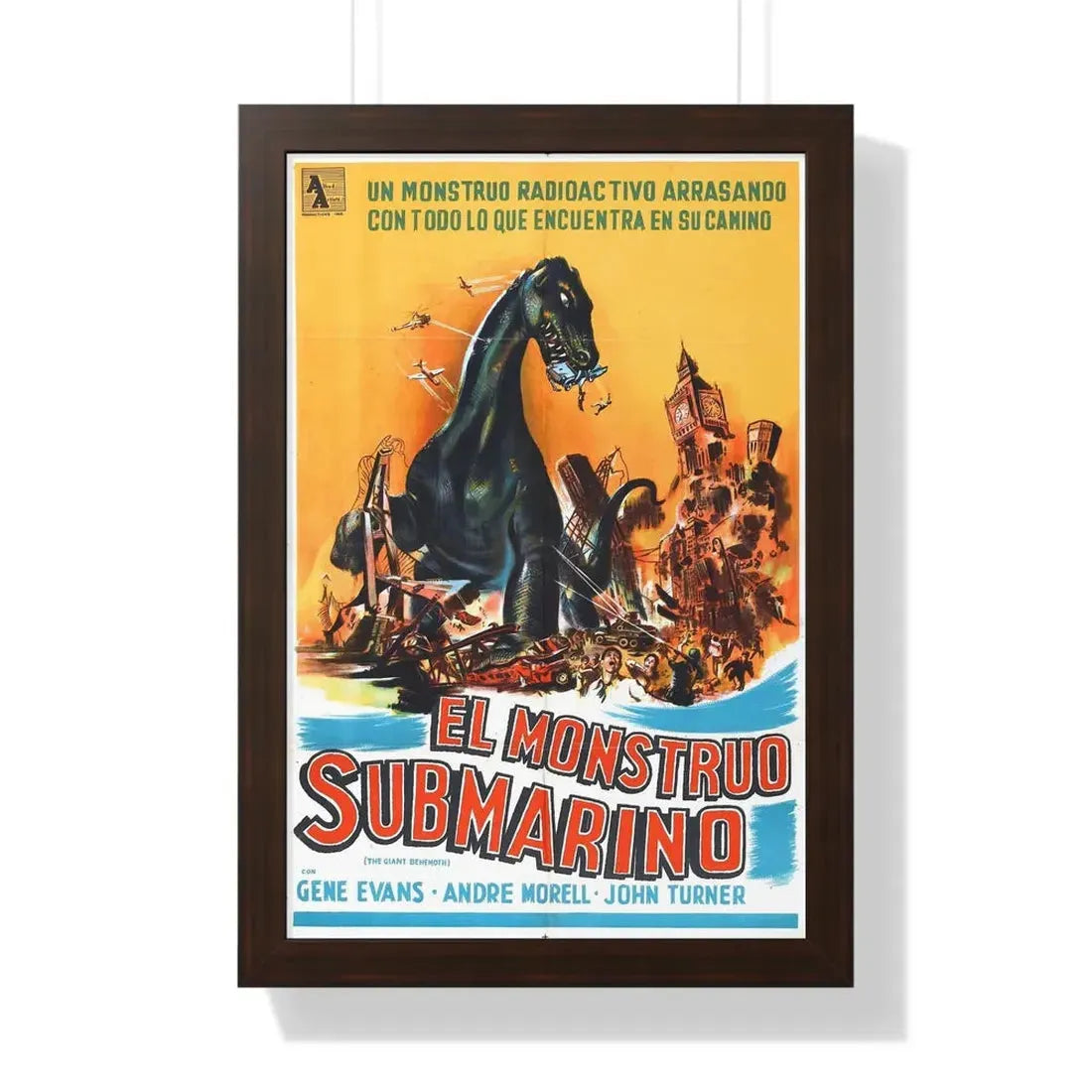THE GIANT BEHEMOTH (SPANISH) 1959 - Framed Movie Poster 16″ x 24″ Walnut - The Sticker Space