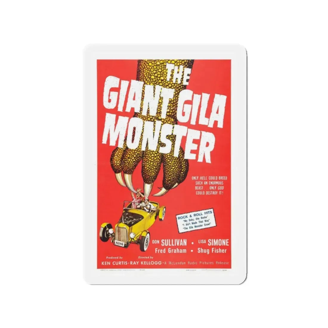 THE GIANT GILA MONSTER 1959 Movie Poster - Refrigerator Magnet 2 Inch Die-Cut - The Sticker Space