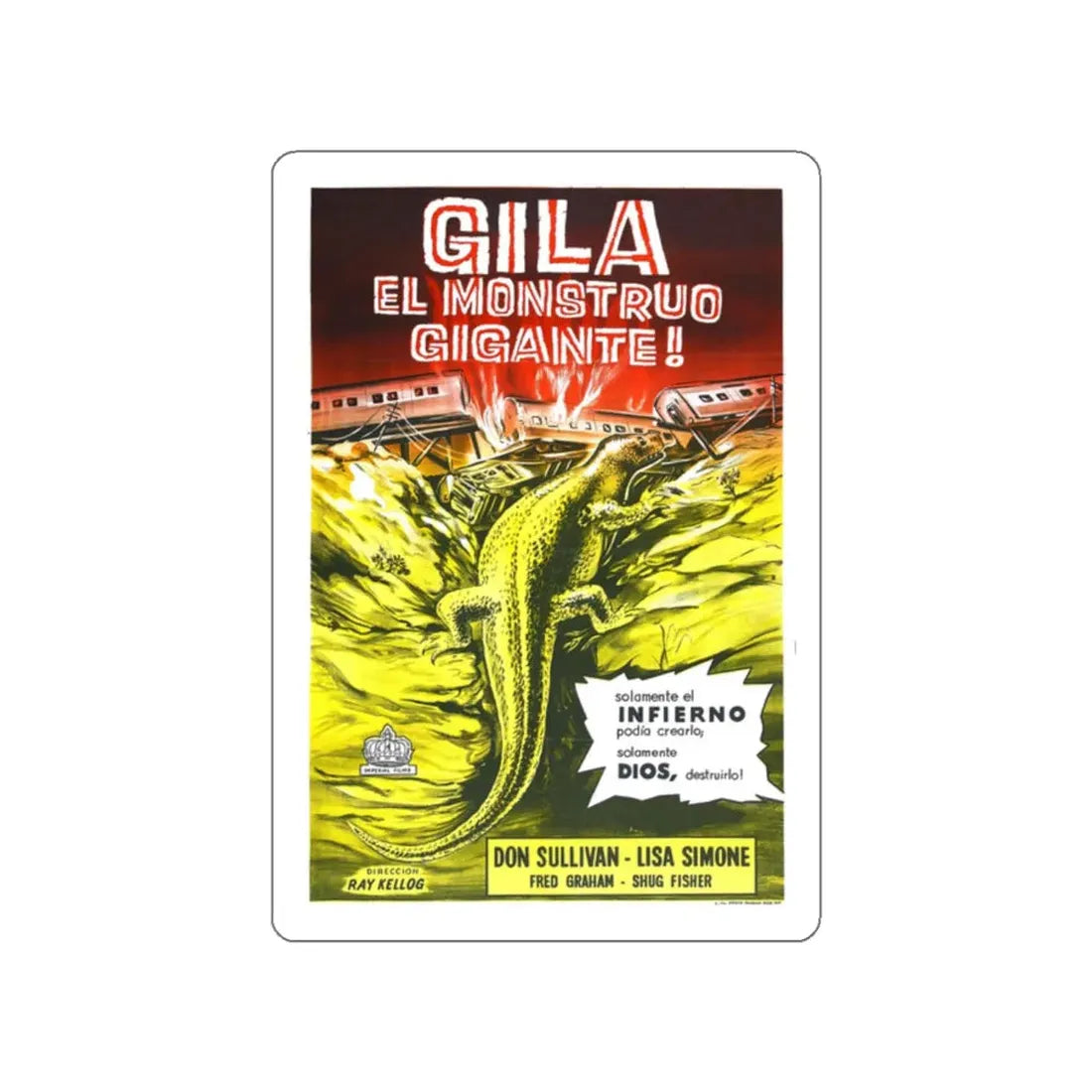 THE GIANT GILA MONSTER (SPANISH) 1959 Movie Poster STICKER Vinyl Die-Cut Decal 2 Inch - The Sticker Space