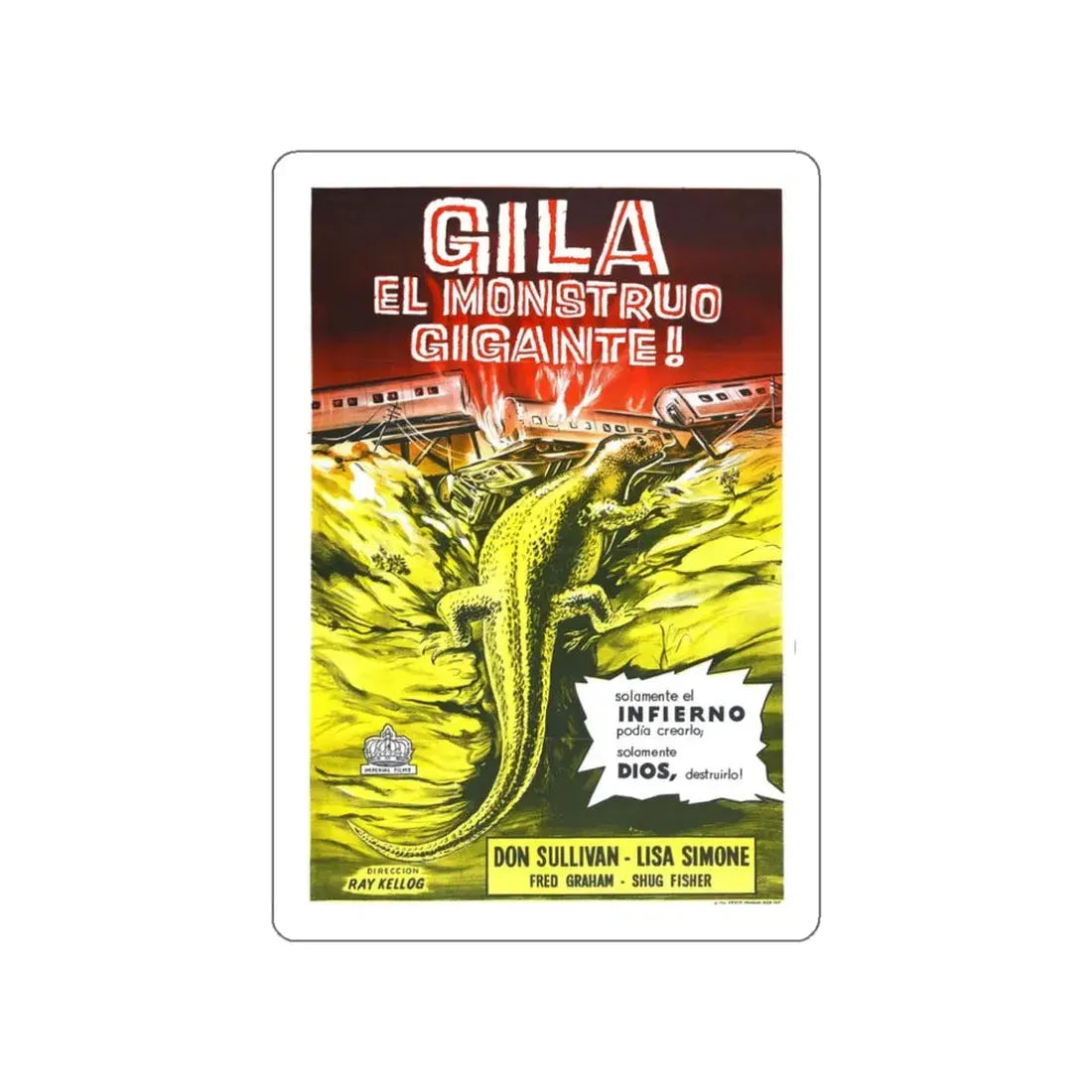 THE GIANT GILA MONSTER (SPANISH) 1959 Movie Poster STICKER Vinyl Die-Cut Decal 3 Inch - The Sticker Space