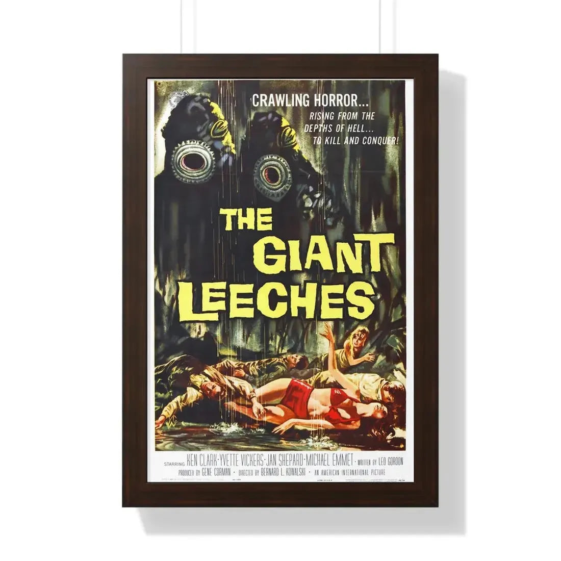THE GIANT LEECHES 1959 - Framed Movie Poster 16″ x 24″ Walnut - The Sticker Space