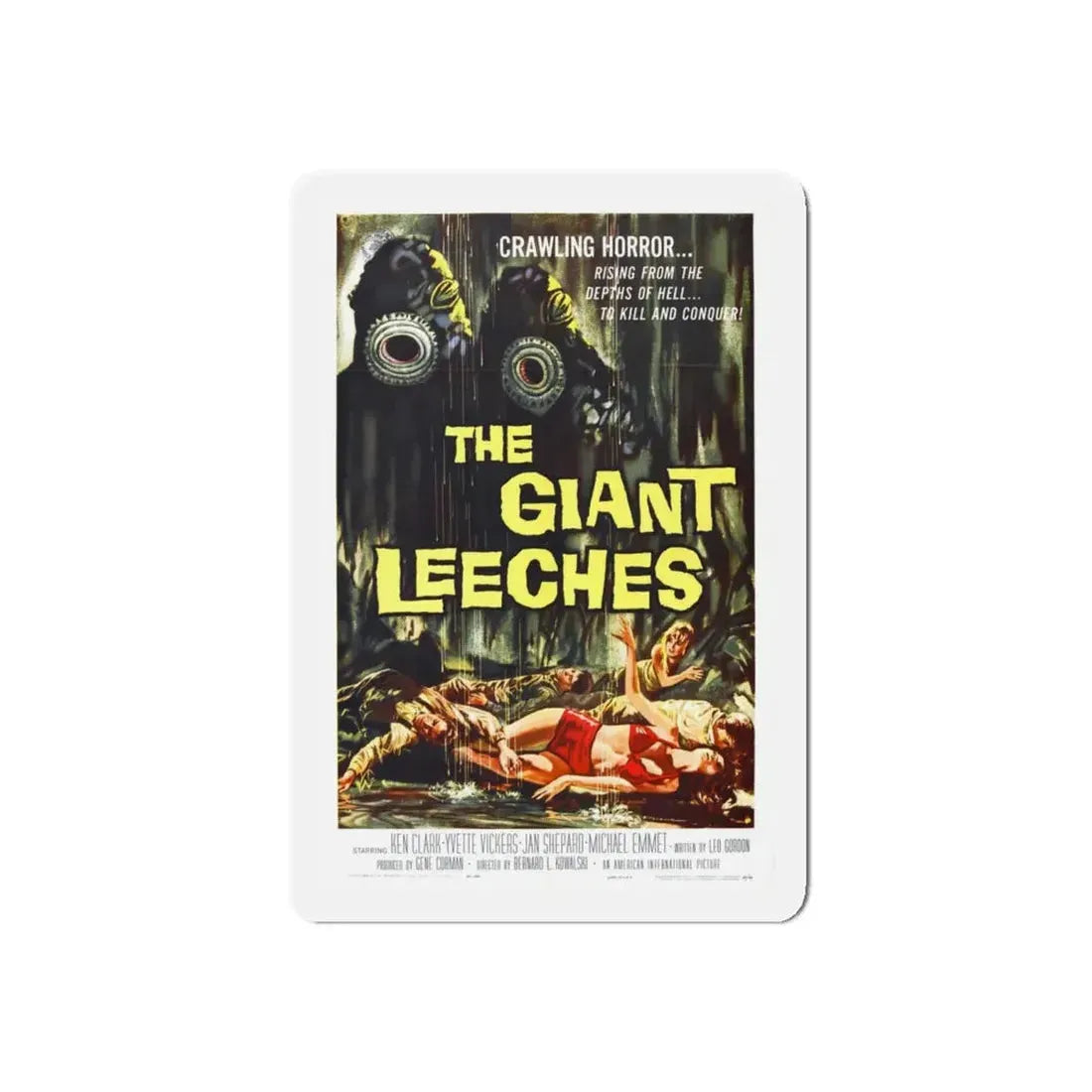 THE GIANT LEECHES 1959 Movie Poster - Refrigerator Magnet 4 Inch Die-Cut - The Sticker Space