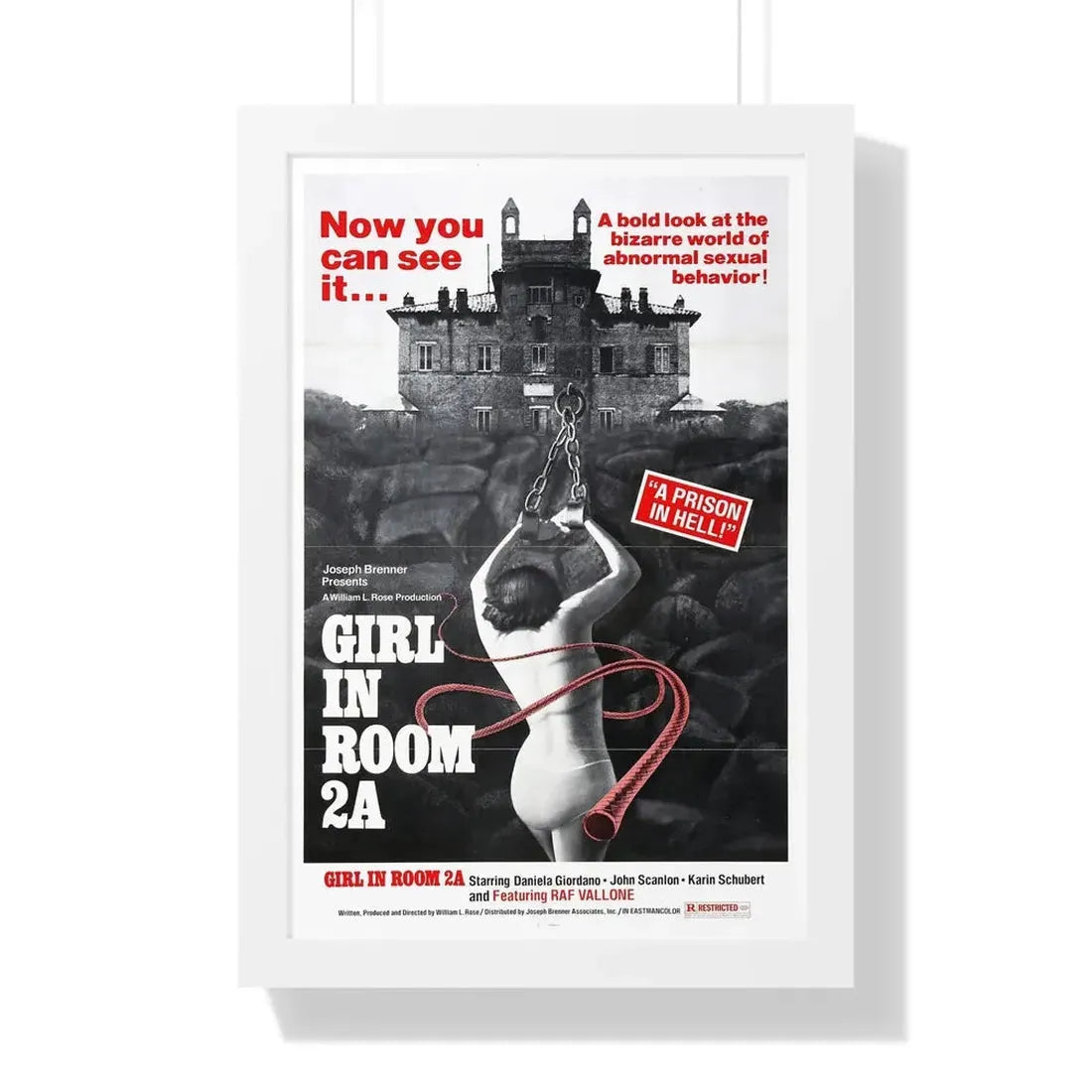 THE GIRL IN ROOM 2A 1974 - Framed Movie Poster 16″ x 24″ White - The Sticker Space