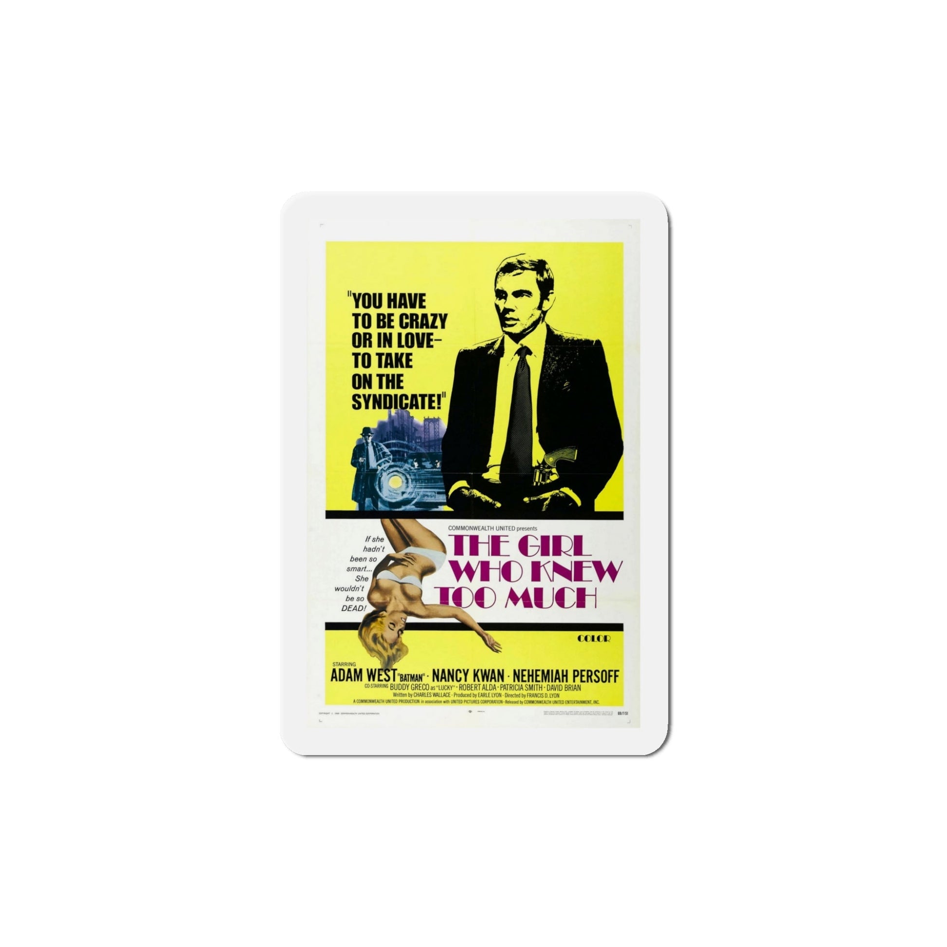 The Girl Who Knew Too Much 1969 Movie Poster Die-Cut Magnet-5 Inch-The Sticker Space