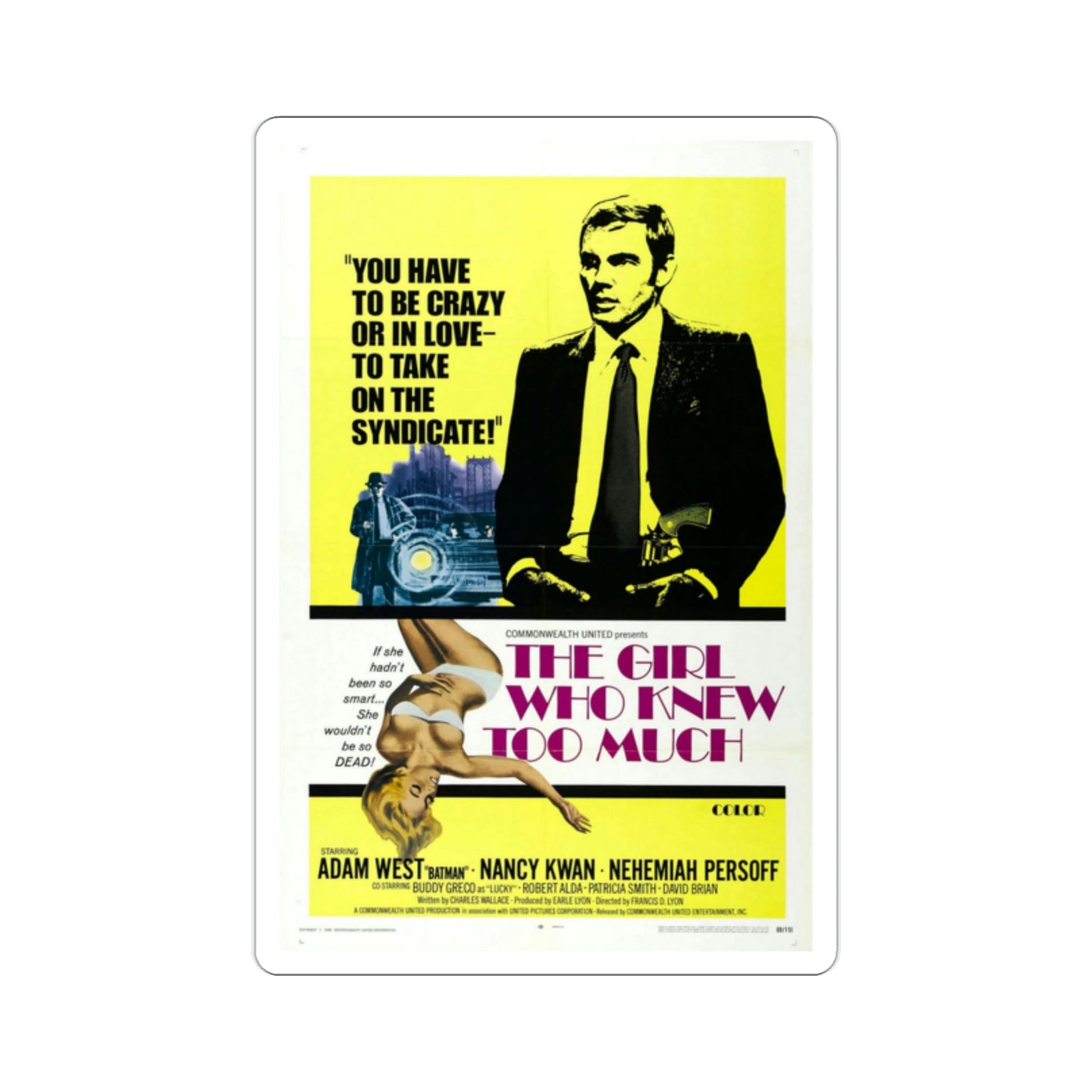 The Girl Who Knew Too Much 1969 Movie Poster STICKER Vinyl Die-Cut Decal-2 Inch-The Sticker Space