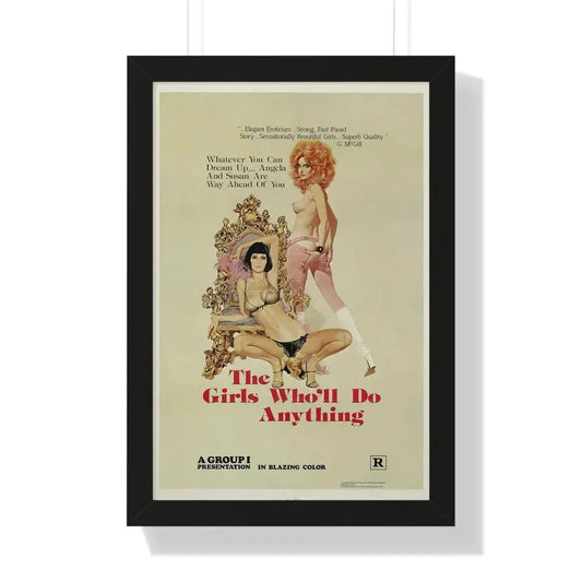 THE GIRLS WHO'LL DO ANYTHING 1975 - Framed Movie Poster 16″ x 24″ Black - The Sticker Space
