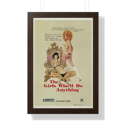 THE GIRLS WHO'LL DO ANYTHING 1975 - Framed Movie Poster 16″ x 24″ Walnut - The Sticker Space