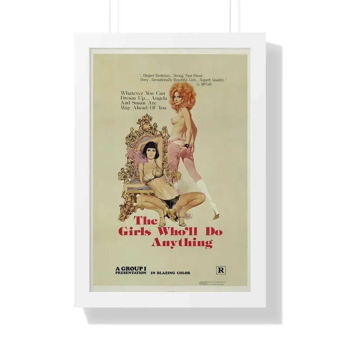 THE GIRLS WHO'LL DO ANYTHING 1975 - Framed Movie Poster 16″ x 24″ White - The Sticker Space