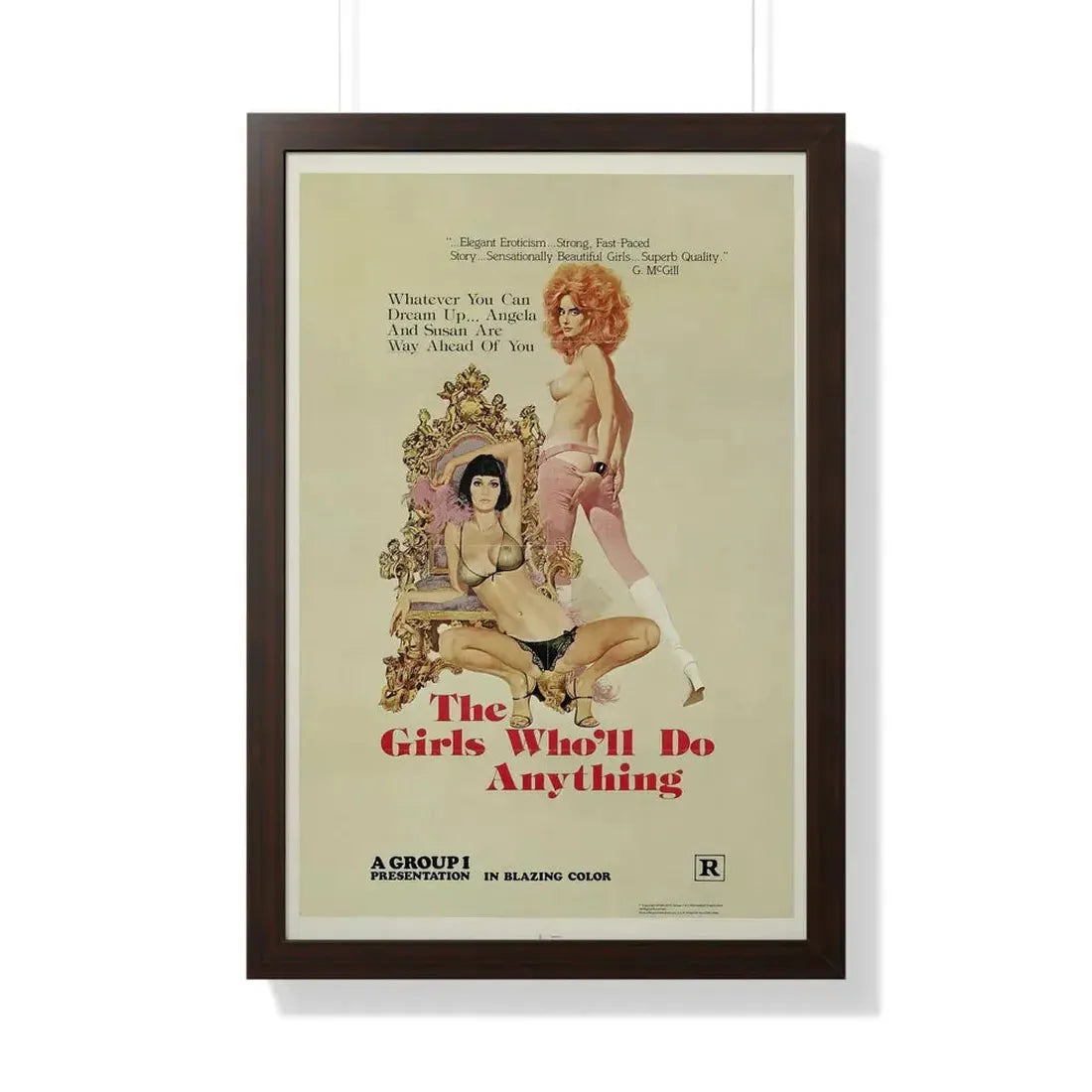 THE GIRLS WHO'LL DO ANYTHING 1975 - Framed Movie Poster 20" x 30" Walnut - The Sticker Space