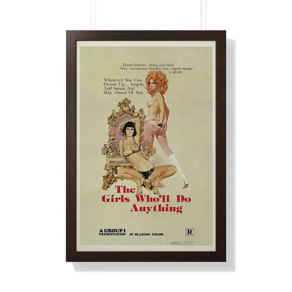 THE GIRLS WHO'LL DO ANYTHING 1975 - Framed Movie Poster 20" x 30" Walnut - The Sticker Space