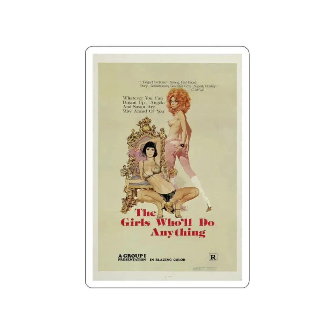THE GIRLS WHO'LL DO ANYTHING 1975 Movie Poster STICKER Vinyl Die-Cut Decal 2 Inch - The Sticker Space
