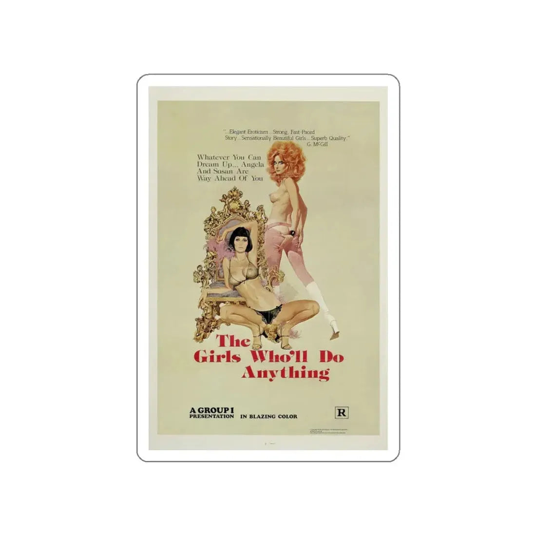 THE GIRLS WHO'LL DO ANYTHING 1975 Movie Poster STICKER Vinyl Die-Cut Decal 4 Inch - The Sticker Space