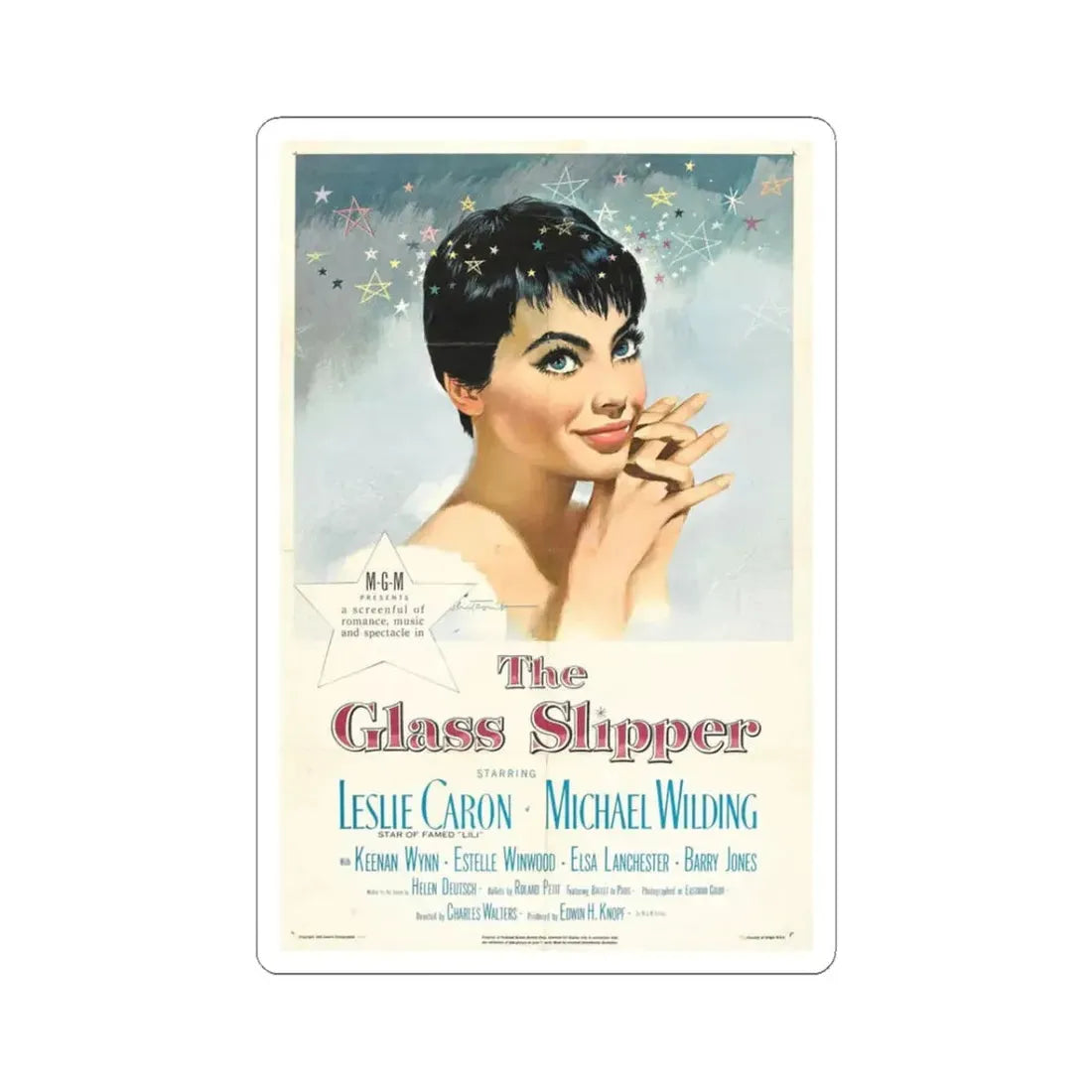 The Glass Slipper 1955 Movie Poster - STICKER Vinyl Kiss-Cut Decal 3 Inch White - The Sticker Space