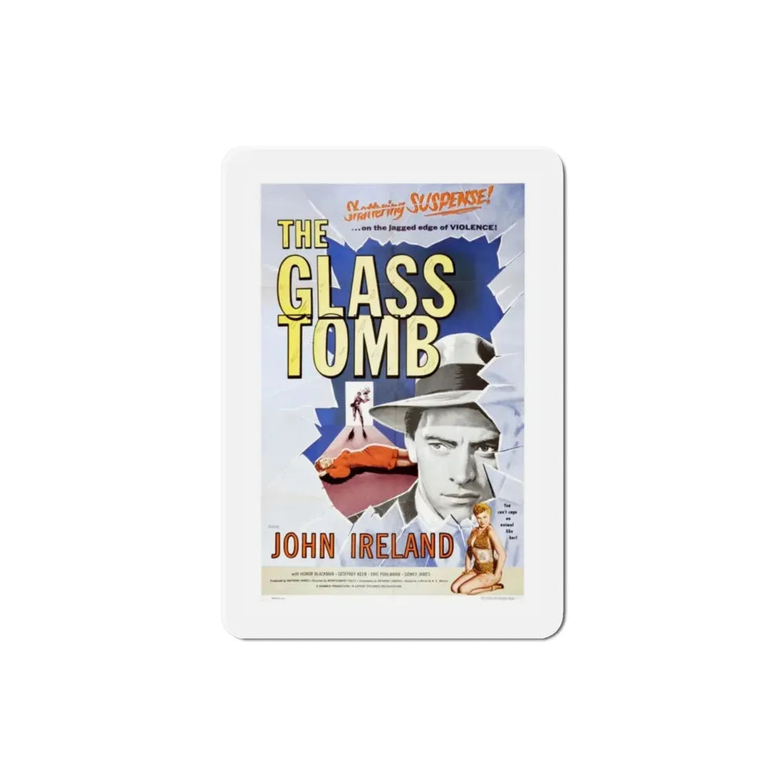 The Glass Tomb aka The Glass Cage 1955 Movie Poster Refrigerator Magnet 3 Inch - The Sticker Space