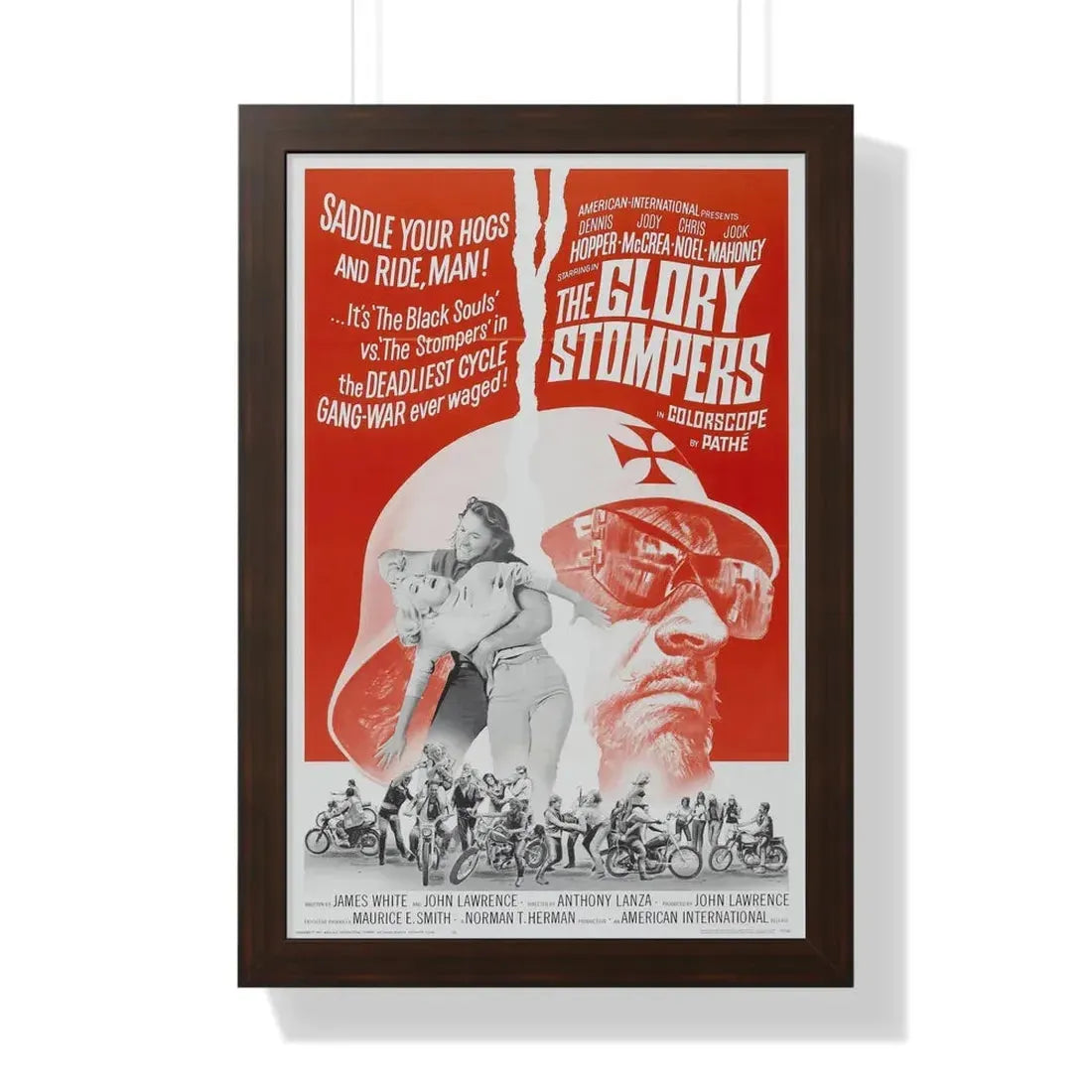 THE GLORY STOMPERS 1967 - Framed Movie Poster 16″ x 24″ Walnut - The Sticker Space
