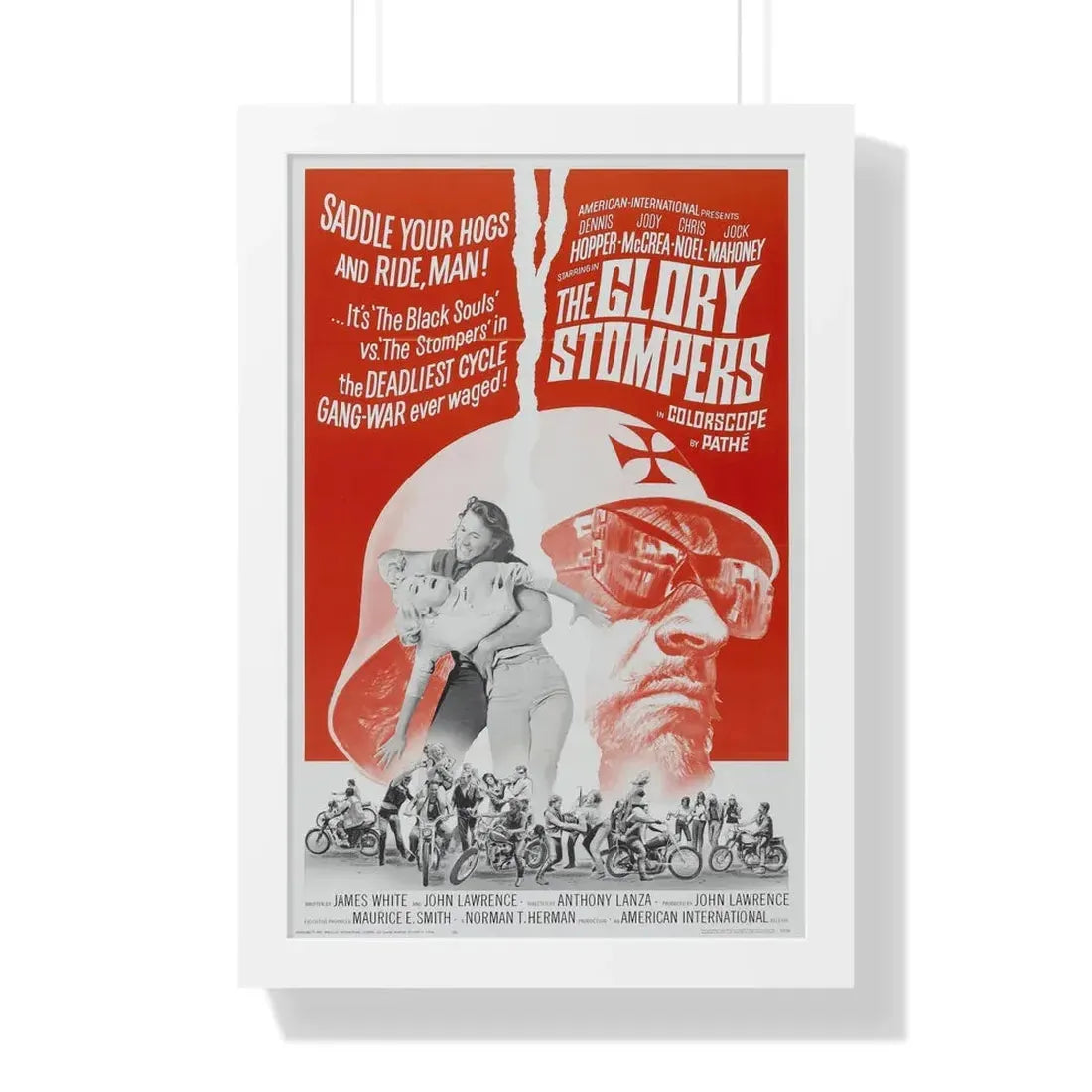 THE GLORY STOMPERS 1967 - Framed Movie Poster 16″ x 24″ White - The Sticker Space