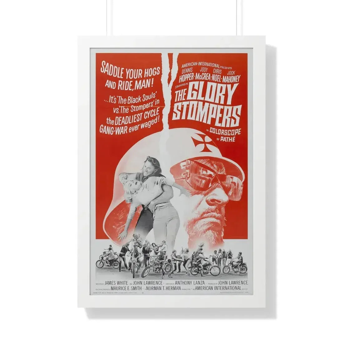 THE GLORY STOMPERS 1967 - Framed Movie Poster 20" x 30" White - The Sticker Space