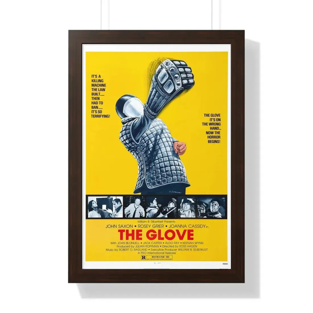 THE GLOVE 1979 - Framed Movie Poster 16″ x 24″ Walnut - The Sticker Space