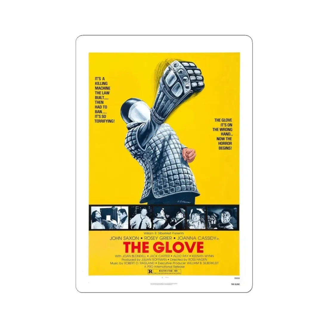 THE GLOVE 1979 Movie Poster - STICKER Vinyl Kiss-Cut Decal 6 Inch White - The Sticker Space