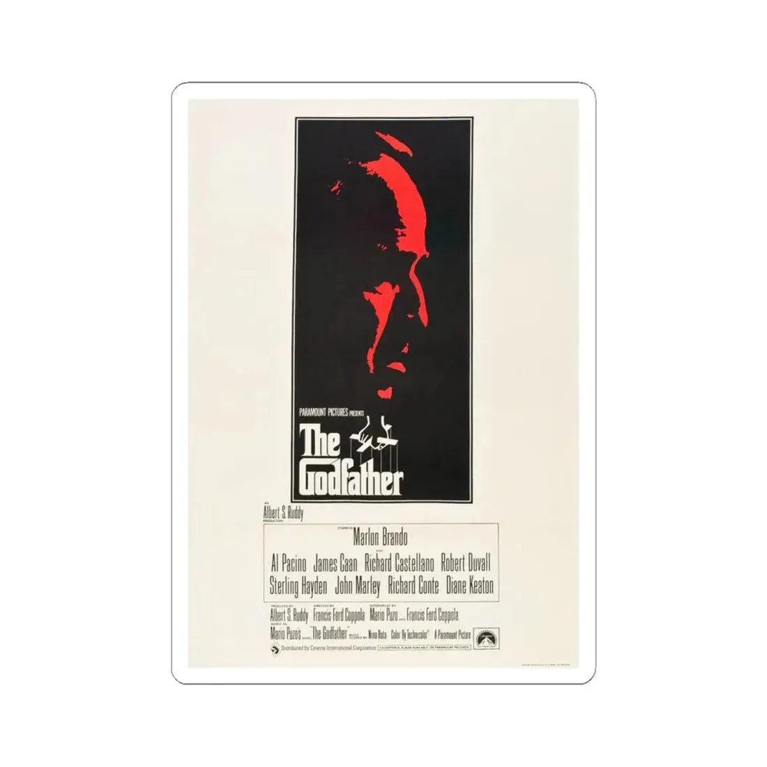 The Godfather 1972 Movie Poster - STICKER Vinyl Kiss-Cut Decal 6 Inch White - The Sticker Space