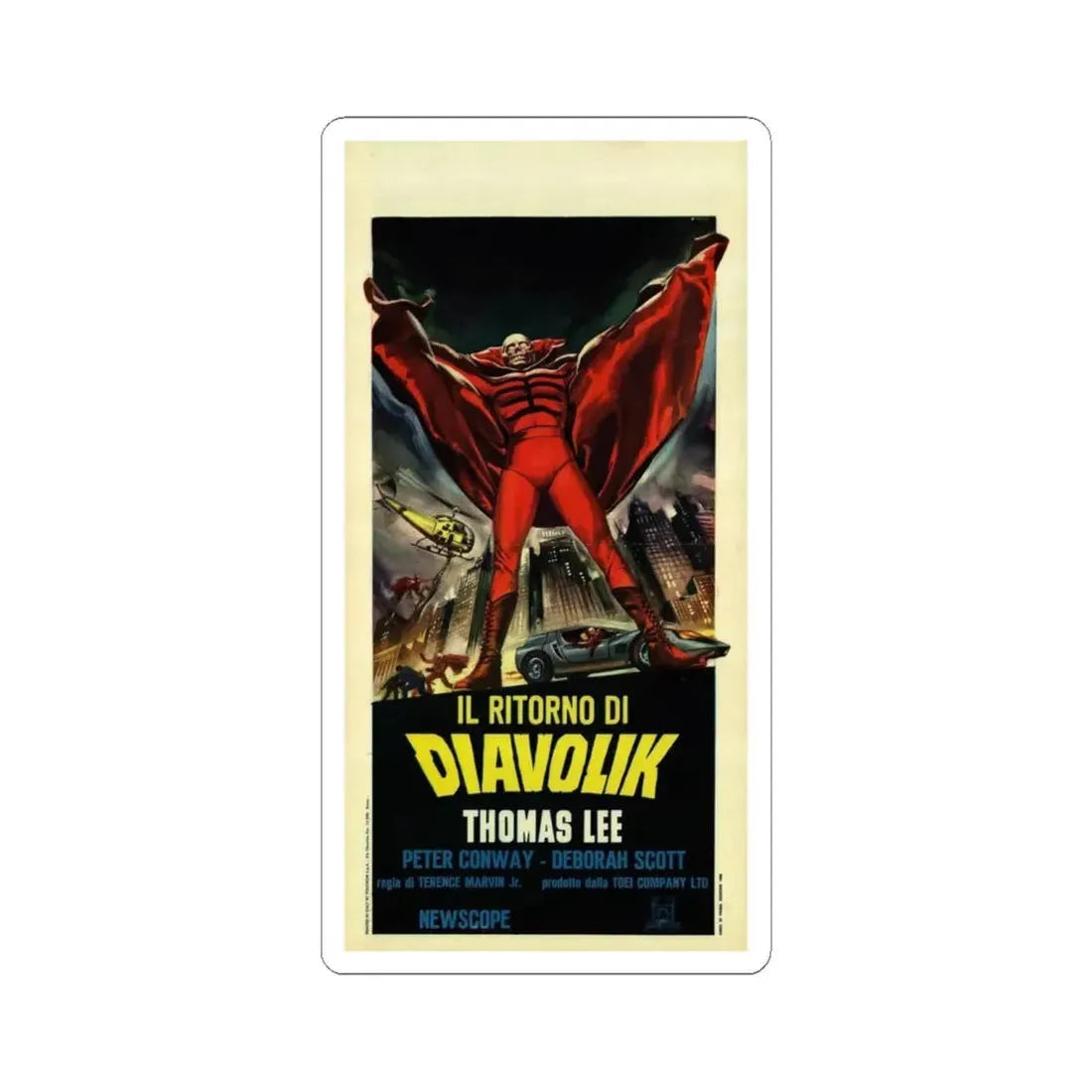 THE GOLDEN BAT (ITALIAN) 1966 Movie Poster - STICKER Vinyl Kiss-Cut Decal 6 Inch White - The Sticker Space