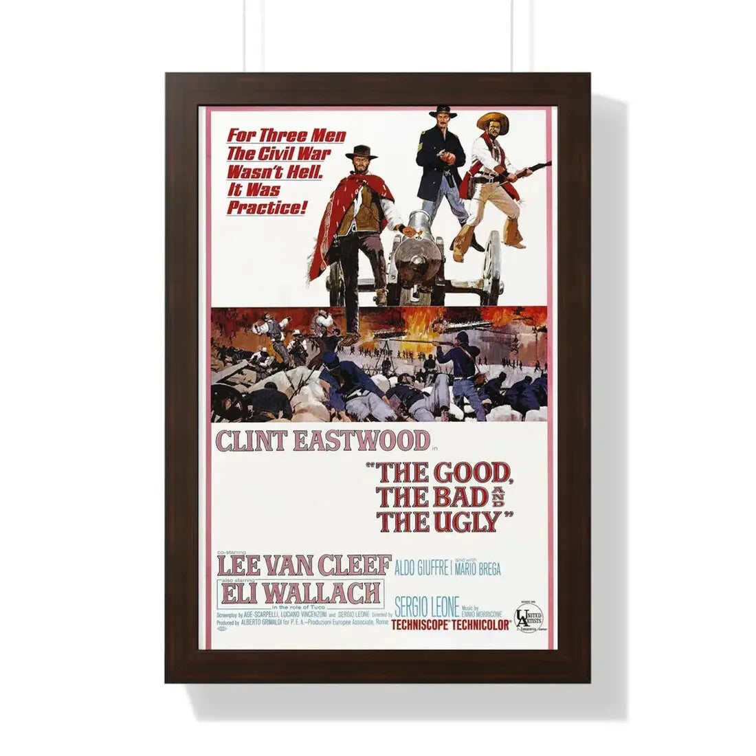 THE GOOD, THE BAD & THE UGLY 1966 - Framed Movie Poster 16″ x 24″ Walnut - The Sticker Space