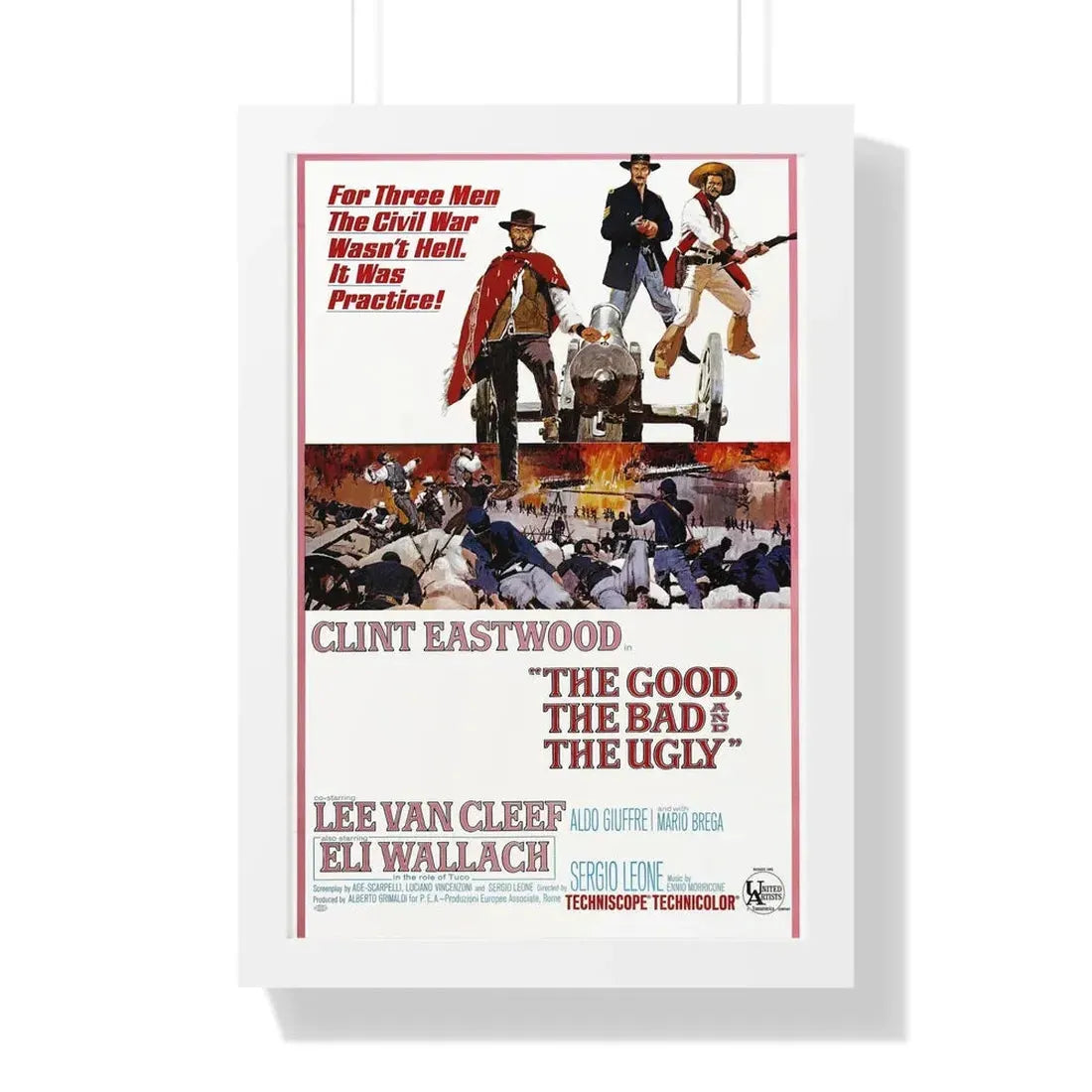THE GOOD, THE BAD & THE UGLY 1966 - Framed Movie Poster 16″ x 24″ White - The Sticker Space