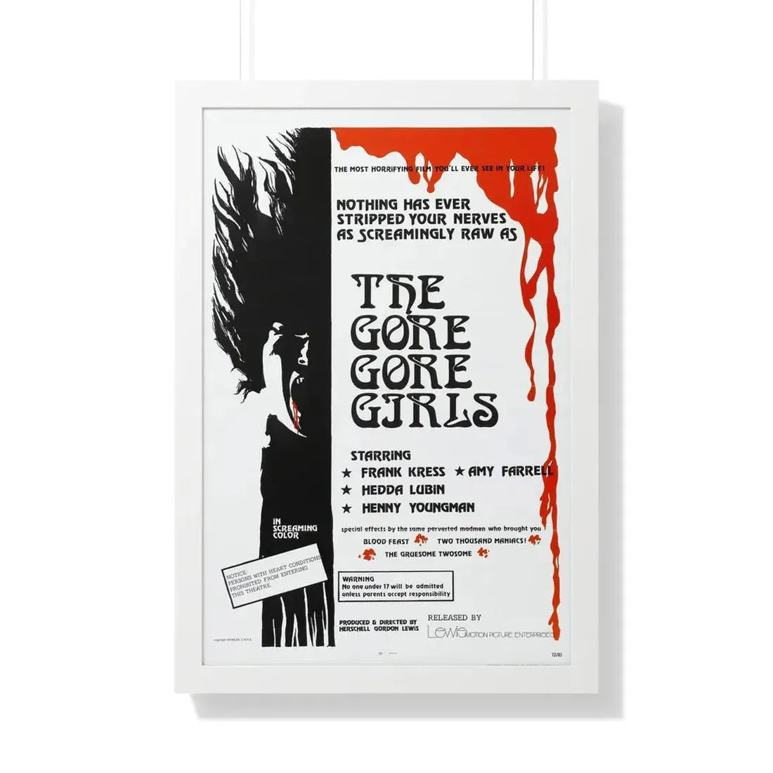 THE GORE GORE GIRLS 1972 - Framed Movie Poster 20" x 30" White - The Sticker Space