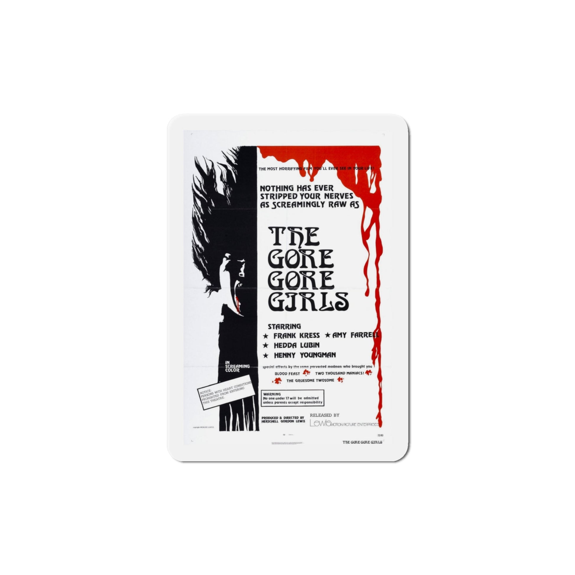 The Gore Gore Girls 1972 Movie Poster Die-Cut Magnet-4" x 4"-The Sticker Space