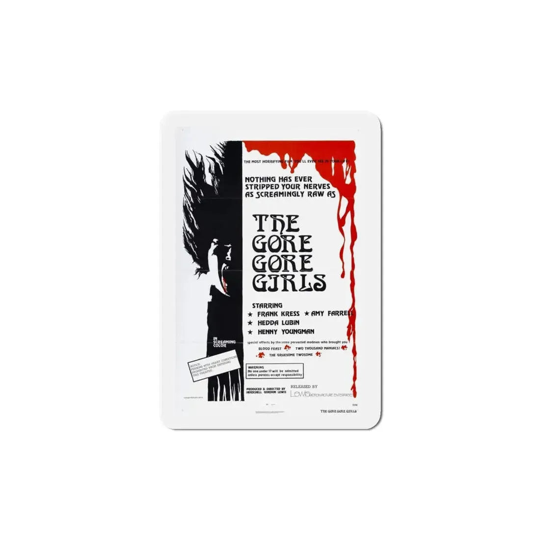 The Gore Gore Girls 1972 Movie Poster Refrigerator Magnet 6 Inch - The Sticker Space